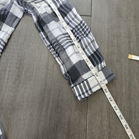 Joie Black Sheer Silk Puff Sleeve Blouse Top Career V Neck Plaid Peasant Med - Picture 6 of 8